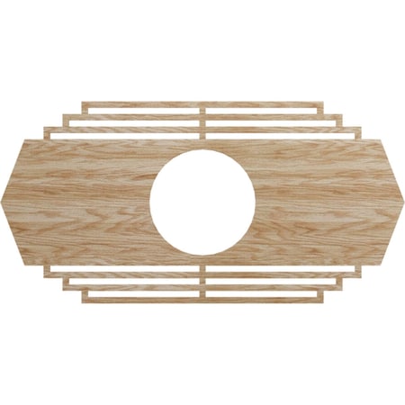 Chrysler Wood Fretwork Pierced Ceiling Medallion, Red Oak, 40W X 20H X 10 1/2ID X 3/8T